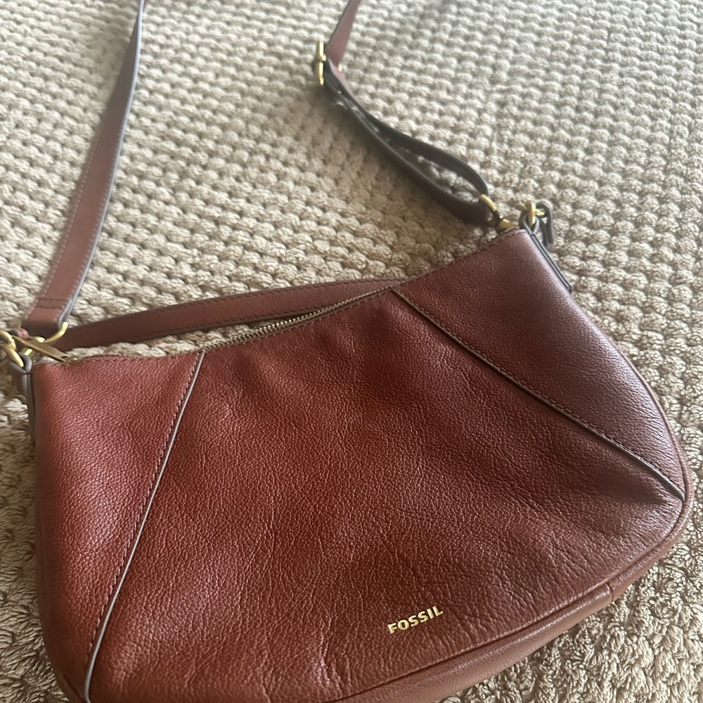 Fossil Tan Leather Crossbody Bag